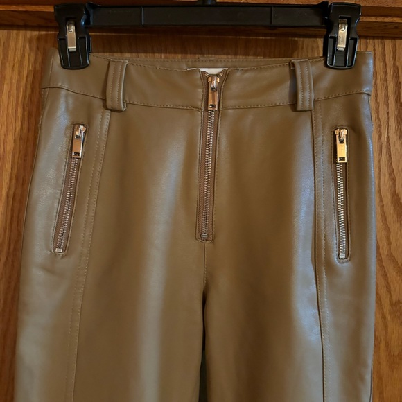 TOPSHOP Faux Leather Pants Tan 6 - Picture 8 of 9